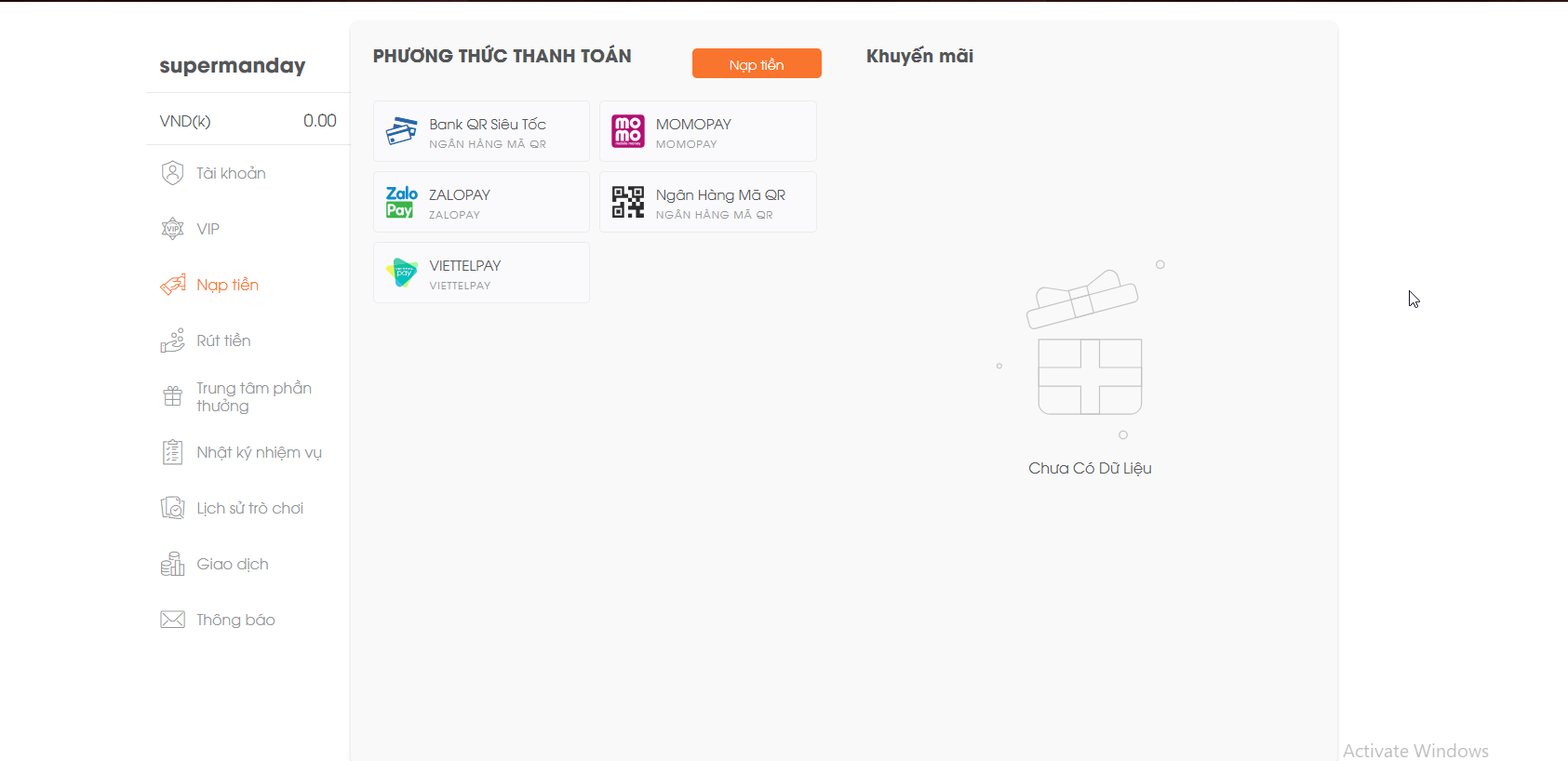Hướng dẫn nạp tiền GA6789 nhanh chóng, an toàn để bắt đầu cá cược 2 Hướng dẫn chi tiết nạp tiền GA6789